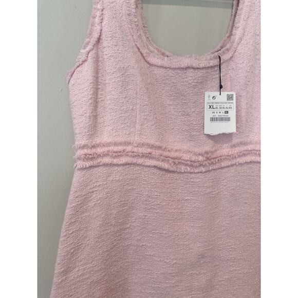 Zara Pink Tweed Mini Dress X-Large Blogger RARE Barbiecore Influencer NWT 1139 - Picture 6 of 14